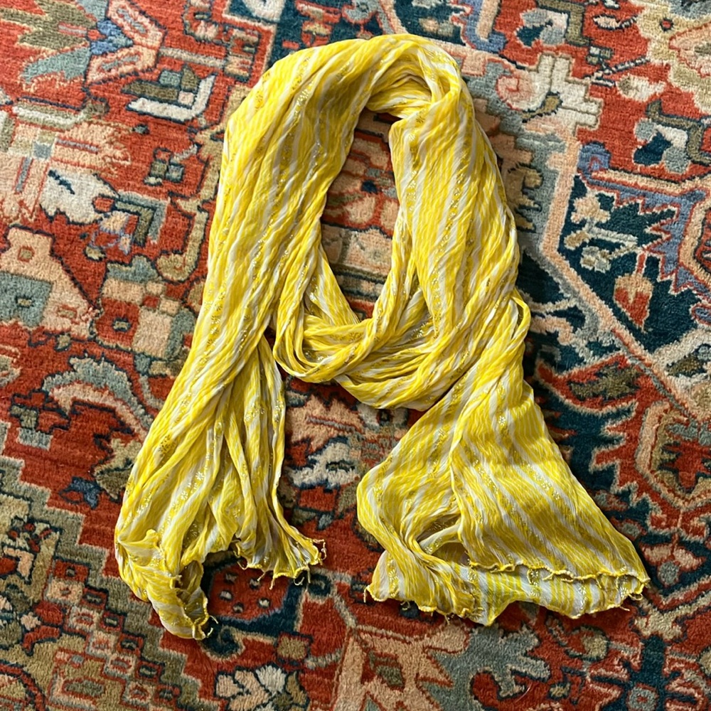 Large Yellow Silk Sari Scarf